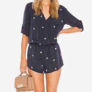Navy Blue Medium Romper Star Roll Sleeves Festival